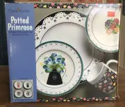 Sakura Claire Murray Potted Primroses 16 Piece Stoneware Set Service for 4 NEW