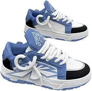 [Hhhchpm] Trendy Platform Skate Shoes for Men, Non Slip Comfy Lace Up Casual Shoes for All Seasons Street Walking Traveling Casual Outdoor Activities