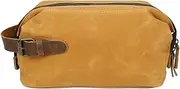 [VKEID] Mens Clutch Bag Men's Clutch Bag Oil Wax Canvas Wash Bag Vintage Cosmetic Wristlet Bag Men Wrist Bag (Color : Yellow, Size : 26x9x16cm)