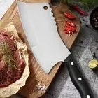Cleaver Knife Chef Chopping Meat Bone Slicing Stainless Steel Wood Kitchen Tool