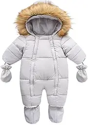 [Generic] Snow Suit Infant Boy Clothes Hooded Snowsuit Infant Outwear Baby Winter Coat Wear Jumpsuit Girls Jacket Snow Zipper Boys Boys Coat&Jacket Size 5 Kids Snow Pants