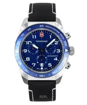 Victorinox Swiss Army Chronograph Tachymeter Swiss Made Quartz 242047 100M Men's Watch Leather Strap Blue Dial