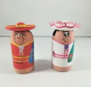 Cozumel Mexico Pottery Salt & Pepper Shakers Hand Painted Mariachi New 3.5"