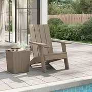 Garden Chair Outdoor Patio Furniture for Deck, Light Brown Adirondack Chair, Weather Resistant Lounge Seating with Cupholder for Garden, Balcony - 75x88.5x89.5cm