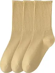 [Hamjax] 3 Pairs Womens Casual Crew Socks Walking Cotton Socks