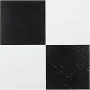 Sterling Self Adhesive 12-Inch Vinyl Floor Tiles, 20 Tiles - 12" x 12", Black and White Pattern - Peel & Stick, DIY Flooring for Kitchen, Dining Room, Bedrooms & Bathrooms by Achim Home Decor