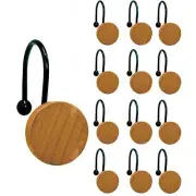 Rustic Round Wood Shower Curtain Hooks – Set of 12 Modern Decorative Shower R...