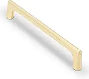 POVEFONK 6 Pack 5-Inch (128mm) Brushed Brass Kitchen Cabinet Pulls - Gold Drawer Pulls, Cabinet Hardware, Kitchen Handles, Dresser Handles
