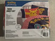 Nintendo Pokemon Twin 3 Piece Bed Sheet Set Flat / Fitted / 1 x Pillow
