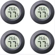 4 Pack Indoor Mini Round Hygrometer Thermometer Celsius or Fahrenheit Meter Digital LCD Monitor Humidity Temperature Gauge for Humidors Pots Incubator