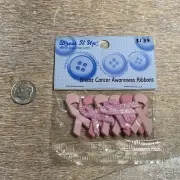 Dress It Up Breast Cancer Awareness Ribbons Creative Buttons Assorted 7 Cts New