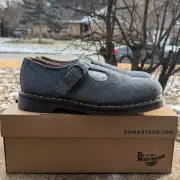 Dr. Martens T-Bar Washed Denim Men's Size 9 Long Napped Suede