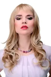 Elegant Women's Wig Long Blonde Mix Wavy Fringe Approx. 55cm 3001-27T613