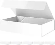 PETSLOVE 6 Extra Large Gift Boxes 44.45x28.7x10.92 CM, Gift Boxes with Lid, Sturdy Shirt Boxes with Magnetic Closure for Clothes and Large Gifts (Glossy White)