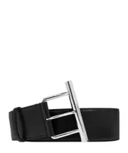 Alexander McQueen T-Bar Buckled Logo Engraved Belt 80,75 black
