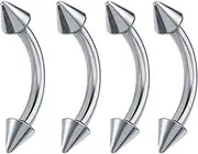 [AccGin] Stainless Steel Eyebrow Rings 16G Spike Eyebrow Piercing Jewelry Curved Belly Rings Navel Barbell Vertical Labret Lip Rings Spike Tragus Helix Daith Tragus Earrings Rook for Women Men