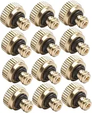 GAROZATION 12Pcs Low Pressure Brass Misting Nozzle for Outdoor Cooling System Resistant Atomizing Sprayer for Garden Hose and Misting Applications
