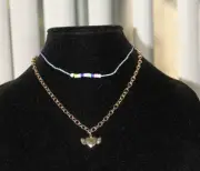 Lot of 3 Nordstrom BP. Gold Tone Heart Charm Beaded Thread Necklace