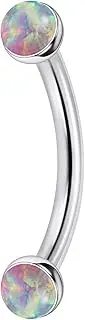 [Jenxnjsjo] F136 Titanium 16g 6/8/10mm Curved Barbell White Pink Purple Opal Eyebrow Rook Snug Daith Earrings Vertical Labret Lip Snake Bite Frog Eyes Tongue Rings Vch Hood Piercing Jewelry for Women