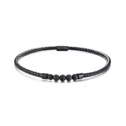 Men Women's Punk Black Magnetic Clasp Lava Stone Leather Necklace Choker Gifts