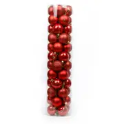Red Christmas Baubles 60mm Pearl Matt Glitter 48 Pack
