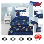 Complete Kids Outer Space 8-Piece Comforter Set - Full Size, Blue Design
