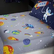 Catherine Lansfield Lost in Space Single Fitted Sheet Grey