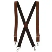 New CTM Men's Smooth Coated Leather Wide Width Suspenders with Metal Swivel Hook