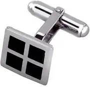 [Select Gifts] Box Set Shirt Tie Bar Slide 53mm Sterling 925 Solid Silver Onyx Cufflinks