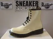 Dr. Martens Women's 1460 Patent Leather Lace Up Boot - Cream - Size: 7 - NEW !