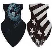 Nevenka 2Pcs Print Face Mask Neck Leggings Scarf for Dust Sun Protection-R