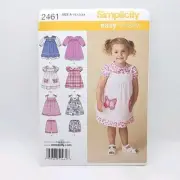 Simplicity 2461 Childs Dress Pinafore And Shorts Sewing Pattern Size 1/2-4 Uncut