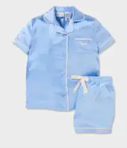 NEW PETER ALEXANDER BLUE PENNY POLY SATIN TOP SHORTS PJ SET JNR 5 $69.95 BOXED