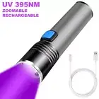 Zoomable 395nm UV Flashlight Blacklight USB Rechargeable UV Ultraviolet Light