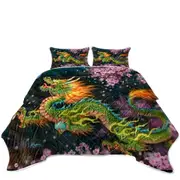 Cool Fantasy Art Cherry Blossom Dragon Coverlet