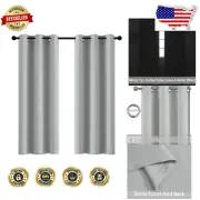 Luxury Blackout Curtains 42"W x 72"L, Light Grey Grommet Panels for Modern Homes