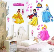 Disney Princess & Castle with love hearts Removable Wall Sticker/Decal/Decor