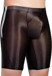 [Miutii] Mens Oily Glossy Compression Shorts Yoga Workout Tight Bulge Pouch Boxer Shorts Underpants