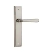 Iver Copenhagen Door Lever Handle on Stepped Backplate Satin Nickel