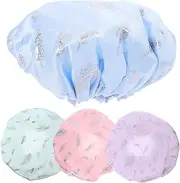 VERDANVERSE Double Layer Shower Cap Waterproof Bathing Headset Women's Shower Cap Elastic Band Bathing Salon