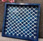 Vintage Style bone inlay platter Exotic mosaic resin serving tray Decor Tray Art