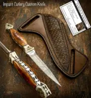 IMPACT CUTLERY RARE CUSTOM D2 FULL TANG BOOT KNIFE DAGGER STAG ANTLER HANDLE