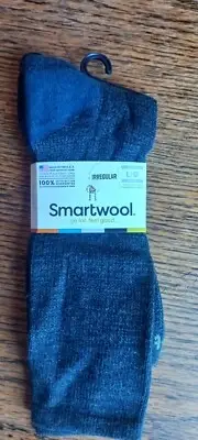 Smartwool socks large L LG everglade grid men's crew merino wool black men