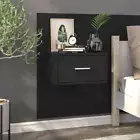 Wall Mounted Black Bedside Cabinet Modern Floating Storage Shelf Home Decor