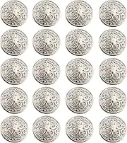 pson 20PCS 0.8 Inch Hollow Metal Buttons, Silver Sewing Round Button for Clothes, Coat, Uniform, Jacket, DIY, Craft
