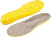 [Generic] Arch Support Insoles - Plantar Fasciitis Support - Gel Orthotic Inserts for Women (Yellow, 27cm)