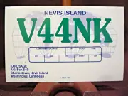 RARE Radio QSL Card V44NK Nevis Island West Indies, Carribean, KARL SAGE unused