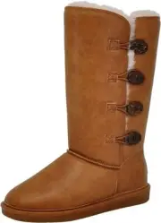 BEARPAW Women's Lori Tall Boots Smooth Suede Hickory Size 6 Warm Water Resist