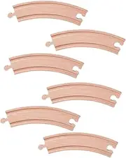 KONTONTY 6pcs Wooden Train Track DIY Educational Railway for Safe Natural Compatible Expansion Track Accessories for Boys Creative Play Experience