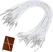 NOLITOY 50pcs Elastic Cords with Metal Ends Band Mask Lanyard Loop Craft Round Rope Thread String Extender Strap for Mask Making Book Binding Hanging DIY Party Hat Menus(11inch)